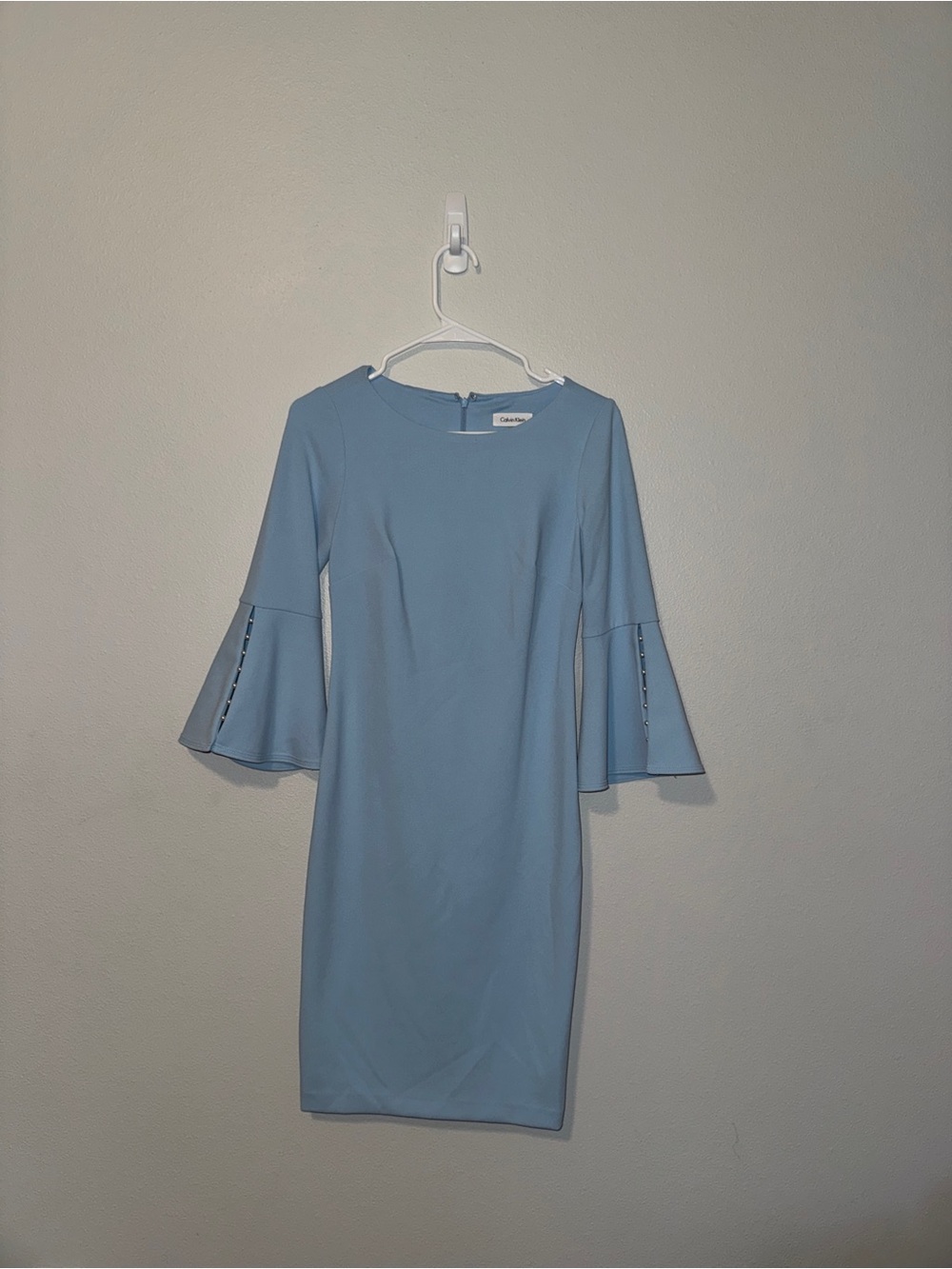 Calvin Klein Blue Bell Sleeve Sheath Dress